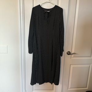 Crescent moon print 70s split midi dress